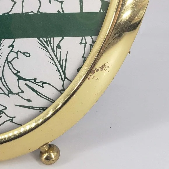Solid brass Vintage Regent Gallery oval photo picture frame ball footed 8X10 - Picture 2 of 3